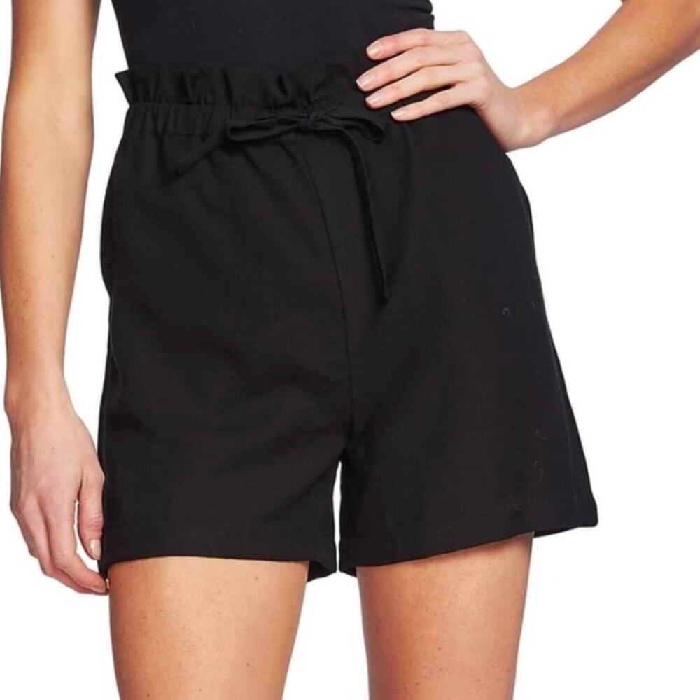 CeCe Black High Waist Paper Bag Shorts S